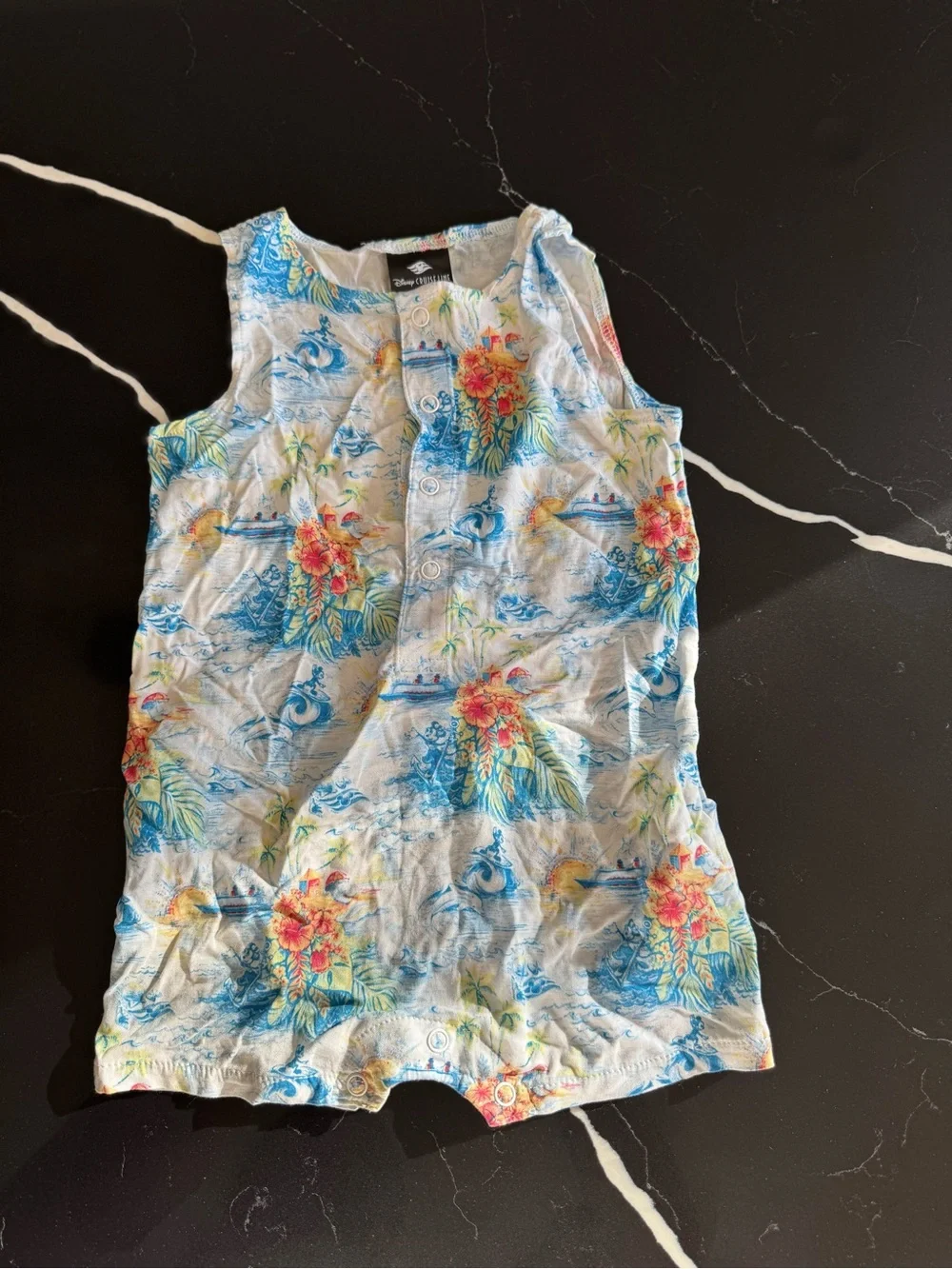 Disney Cruise line Toddler Floral Hawaiian Romper - Light Blue